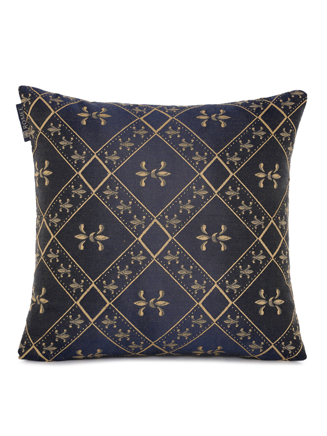Soft Poly Cotton Ethnic Motifs Printed Cushion Covers 16x16  Set of 5 - Navy Blue
