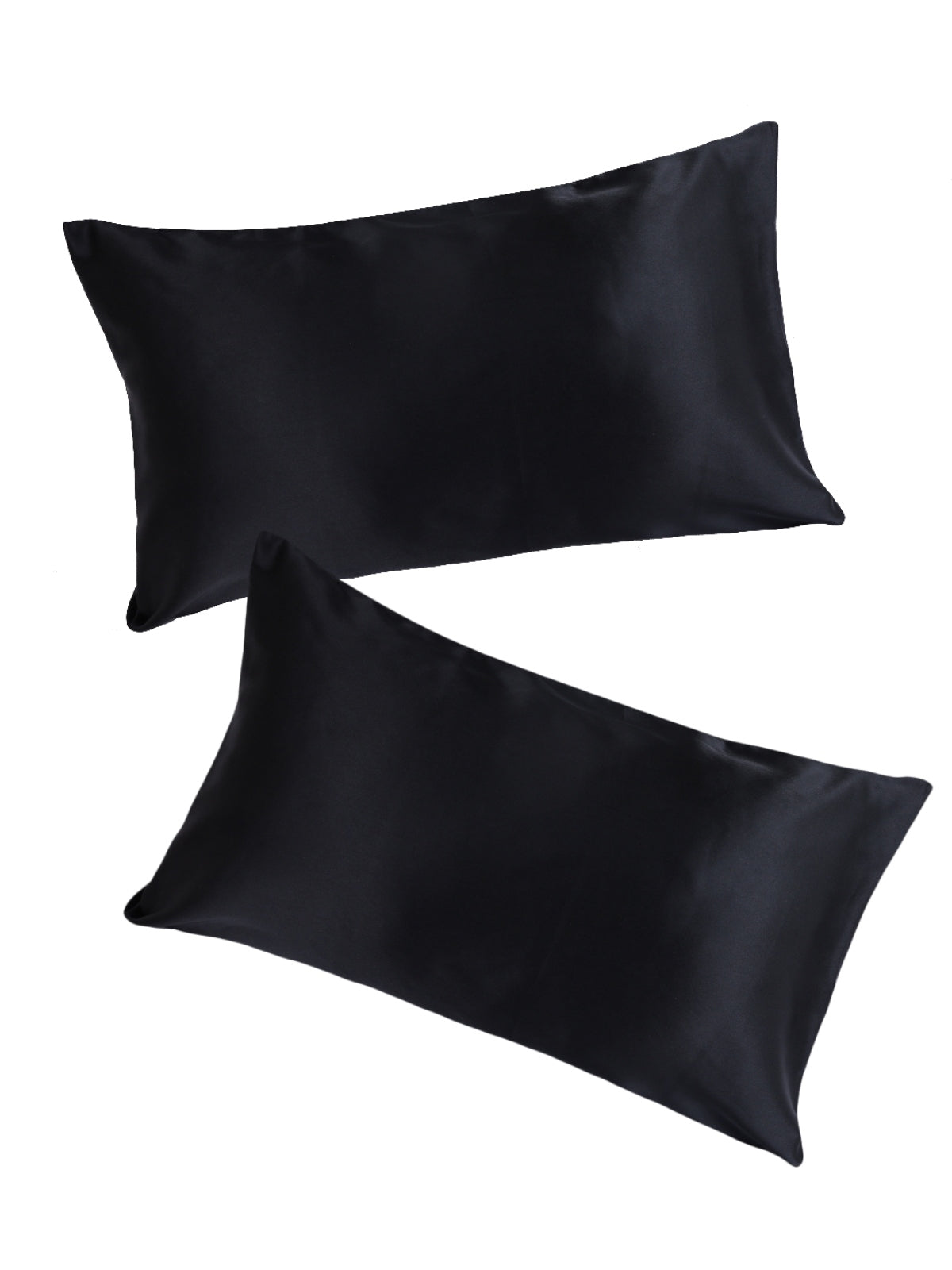 Black Set of 2 Solid Patterned Pillow Covers