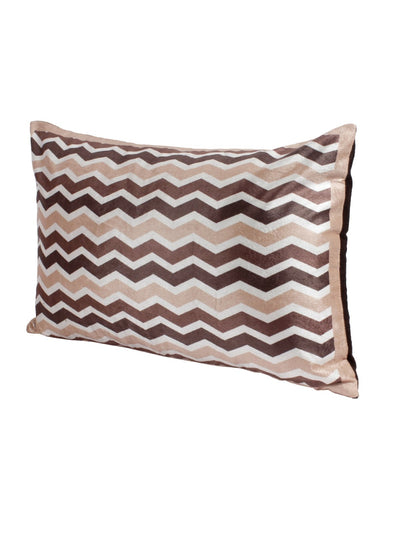 Brown & White Polyester Velvet Pillow Covers - Pack of 2