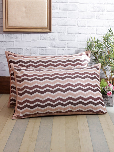 Brown & White Polyester Velvet Pillow Covers - Pack of 2