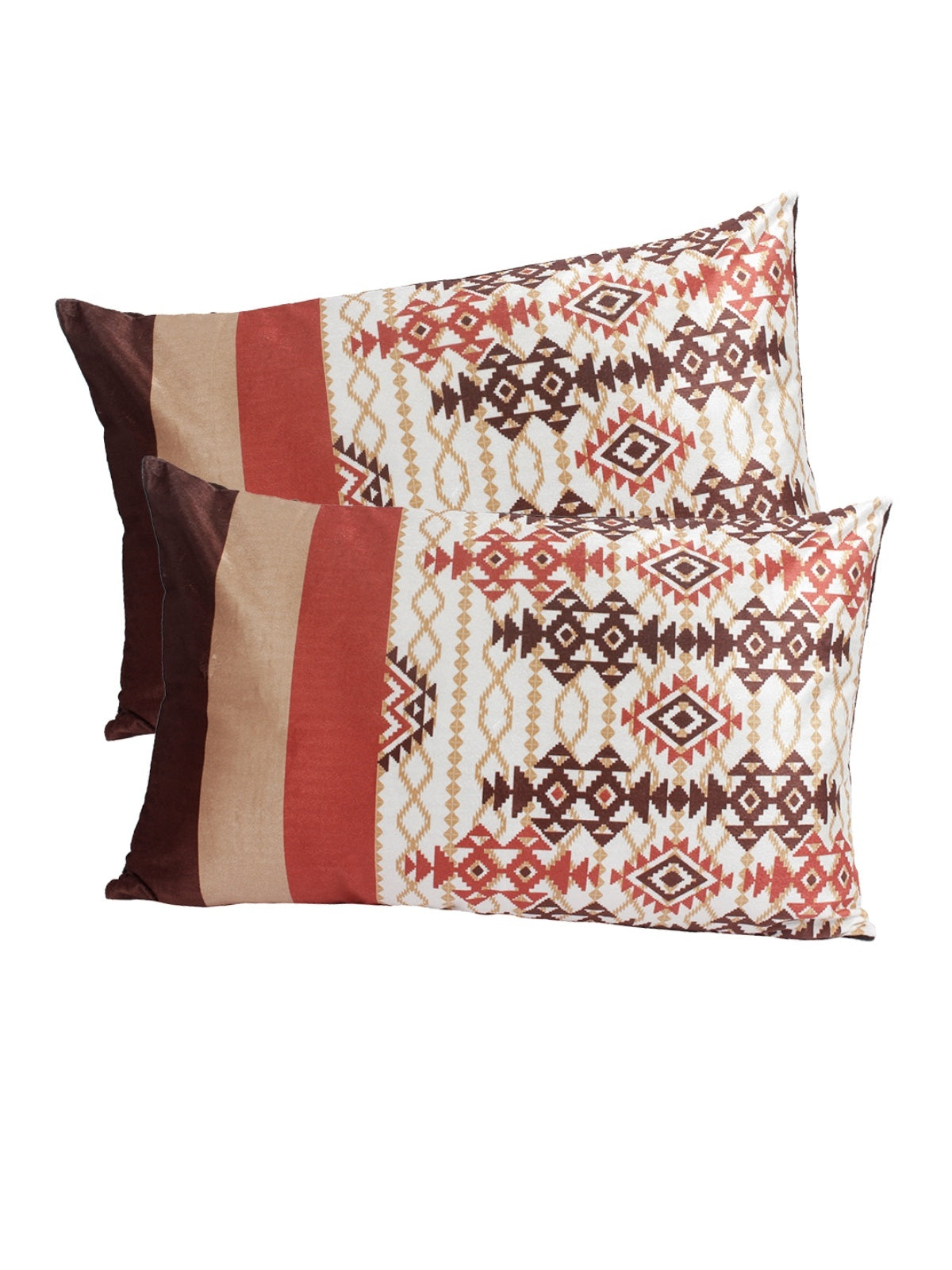 Cream & Brown Polyester Velvet Pillow Covers - Pack of 2