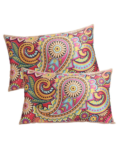 Pink & Yellow Polyester Velvet Pillow Covers - Pack of 2