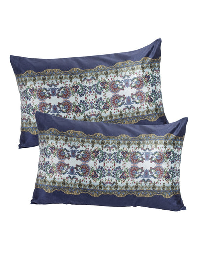 Navy Blue Polyester Velvet Pillow Covers - Pack of 2