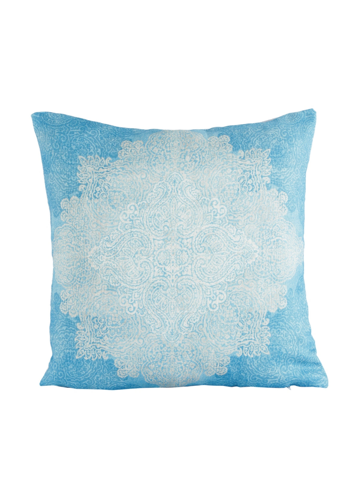 Ethnic Motifs Polyester Cushion Cover 16x16 Inch, Set of 5 - Turquoise Blue