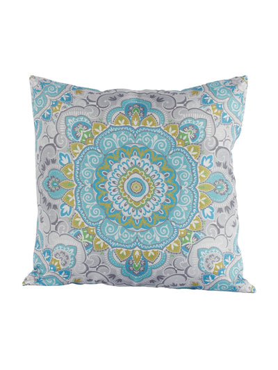 Ethnic Motifs Polyester Cushion Cover 16x16 Inch, Set of 5 - Blue and Grey