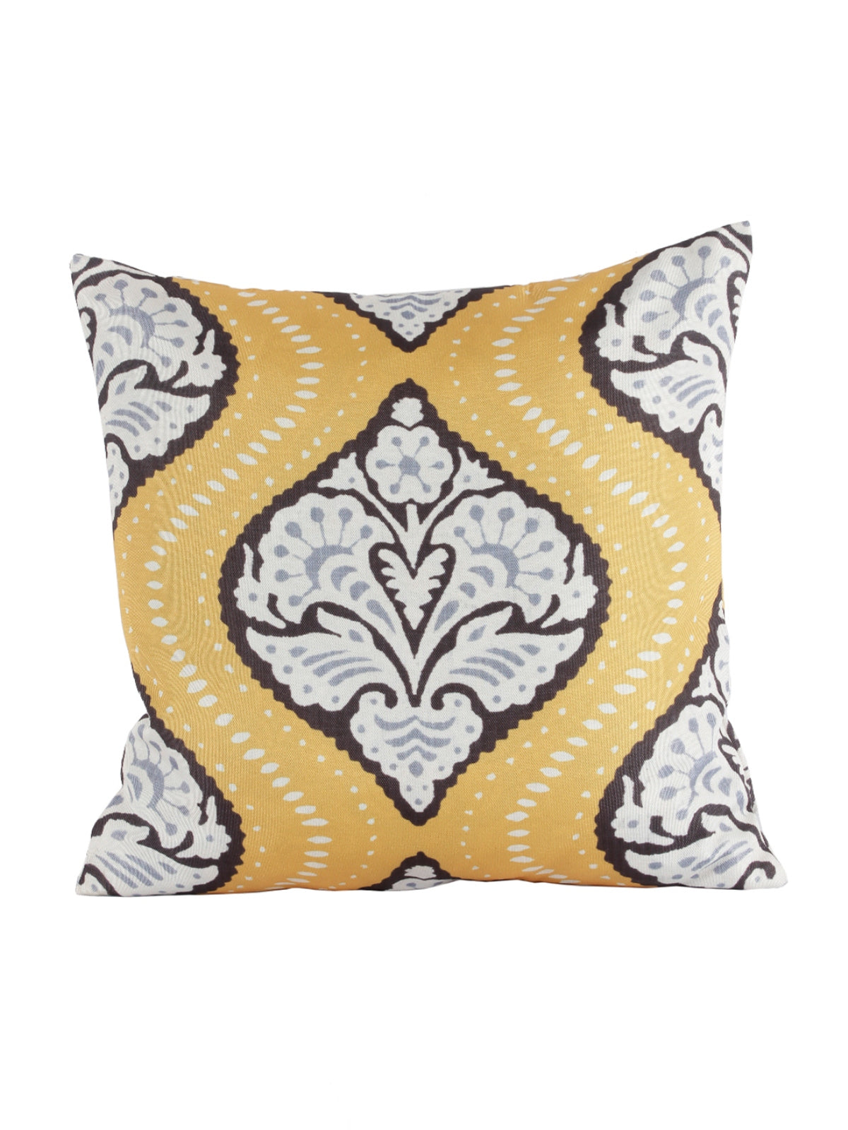 Self Design Polyester Cushion Cover 16x16 Inch, Set of 5 - Yellow and White