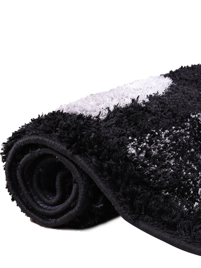 Black & Silver Abstract Anti-Skid Carpet/Rug