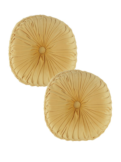 Solid Round Cushion Set of 2, Yellow
