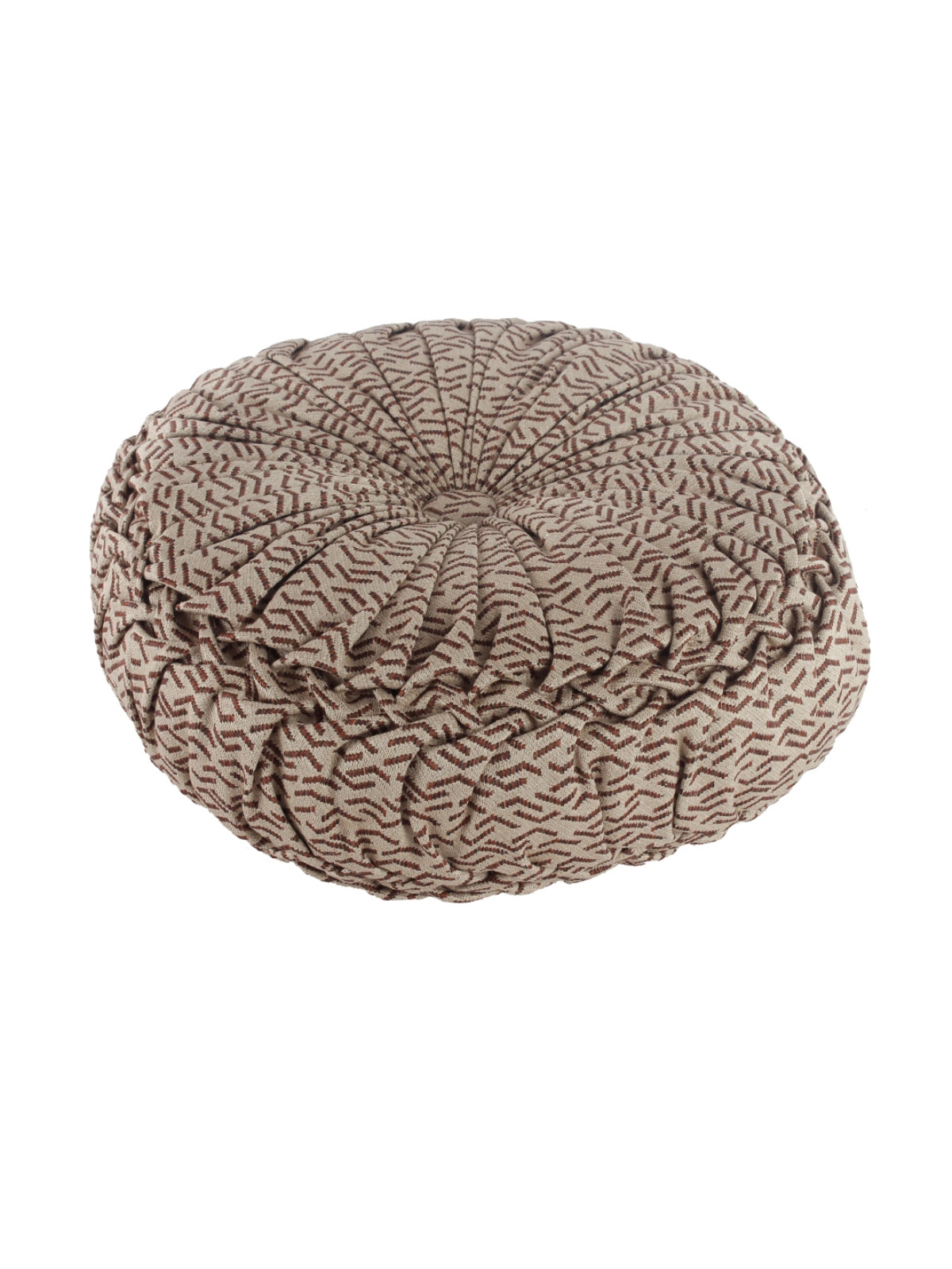 Beige & Brown Set of 2 Geometric Patterned Round Shape Cushions
