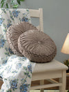 Beige & Brown Set of 2 Textured Patterned Round Shape Cushions