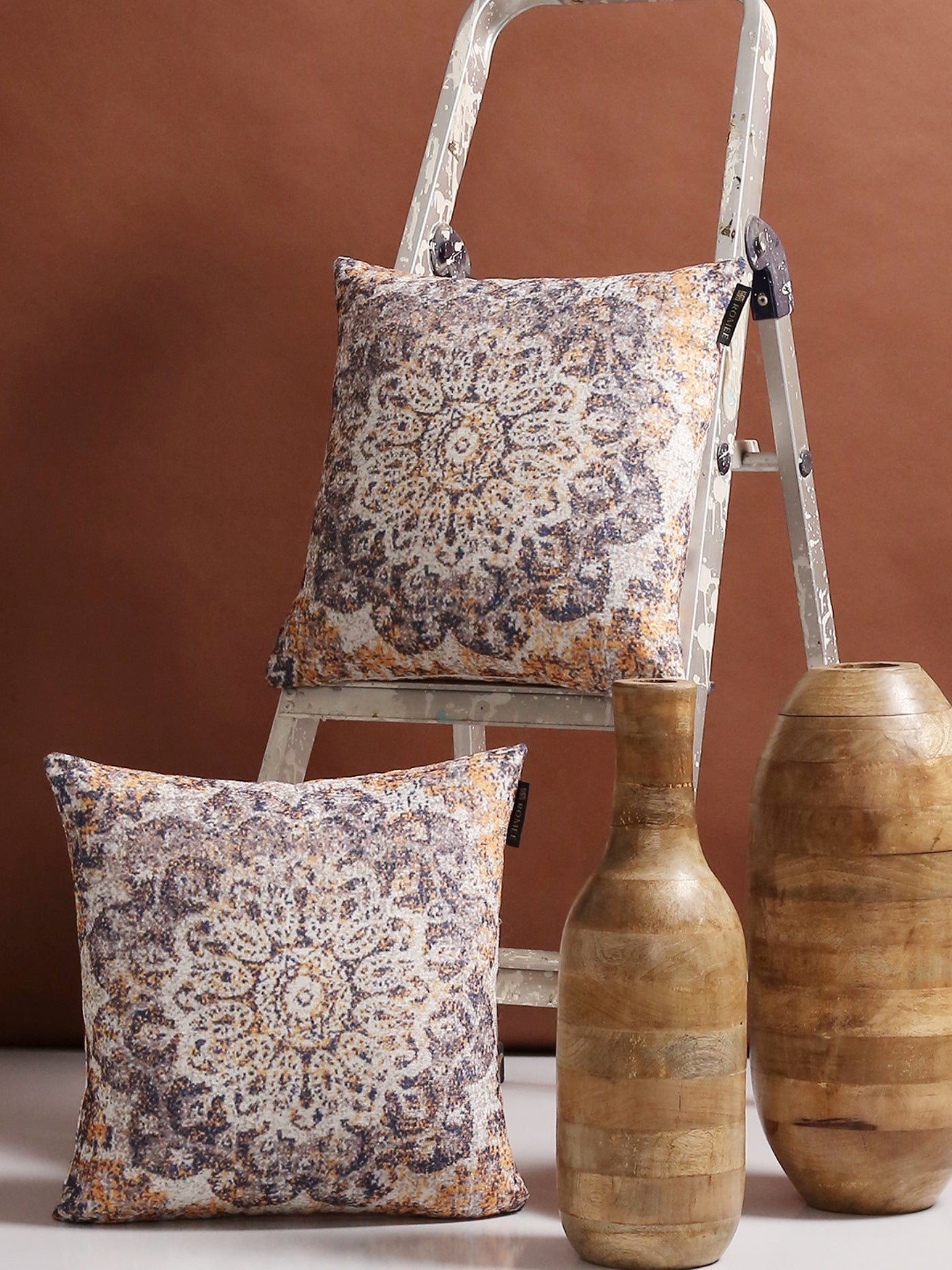 Ethnic Motifs 2 Piece Polyester Cushion Cover Set - 16" x 16", Multicolour