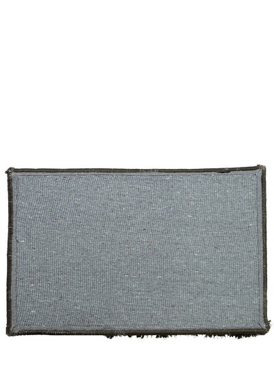 Black geometric Polyester Shaggy Anti-Skid Doormat