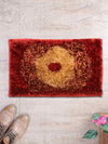 Red geometric Polyester Shaggy Anti-Skid Doormat