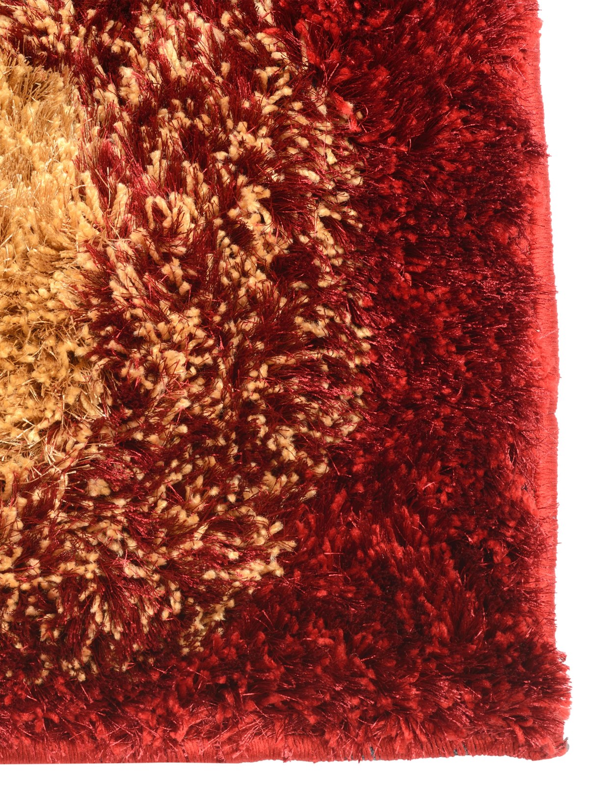 Red geometric Polyester Shaggy Anti-Skid Doormat