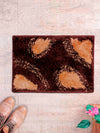 Brown & Beige Abstract Polyester Shaggy Anti-Skid Doormat