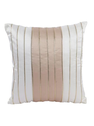 White & Beige Set of 5 Polyester 16 Inch x 16 Inch Cushion Covers