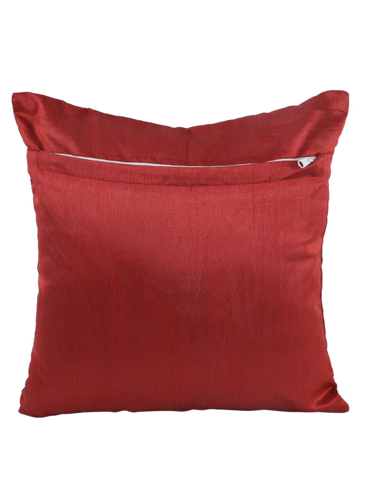 Maroon & Cream Set of 5 Polyester 16 Inch x 16 Inch Cushion Covers