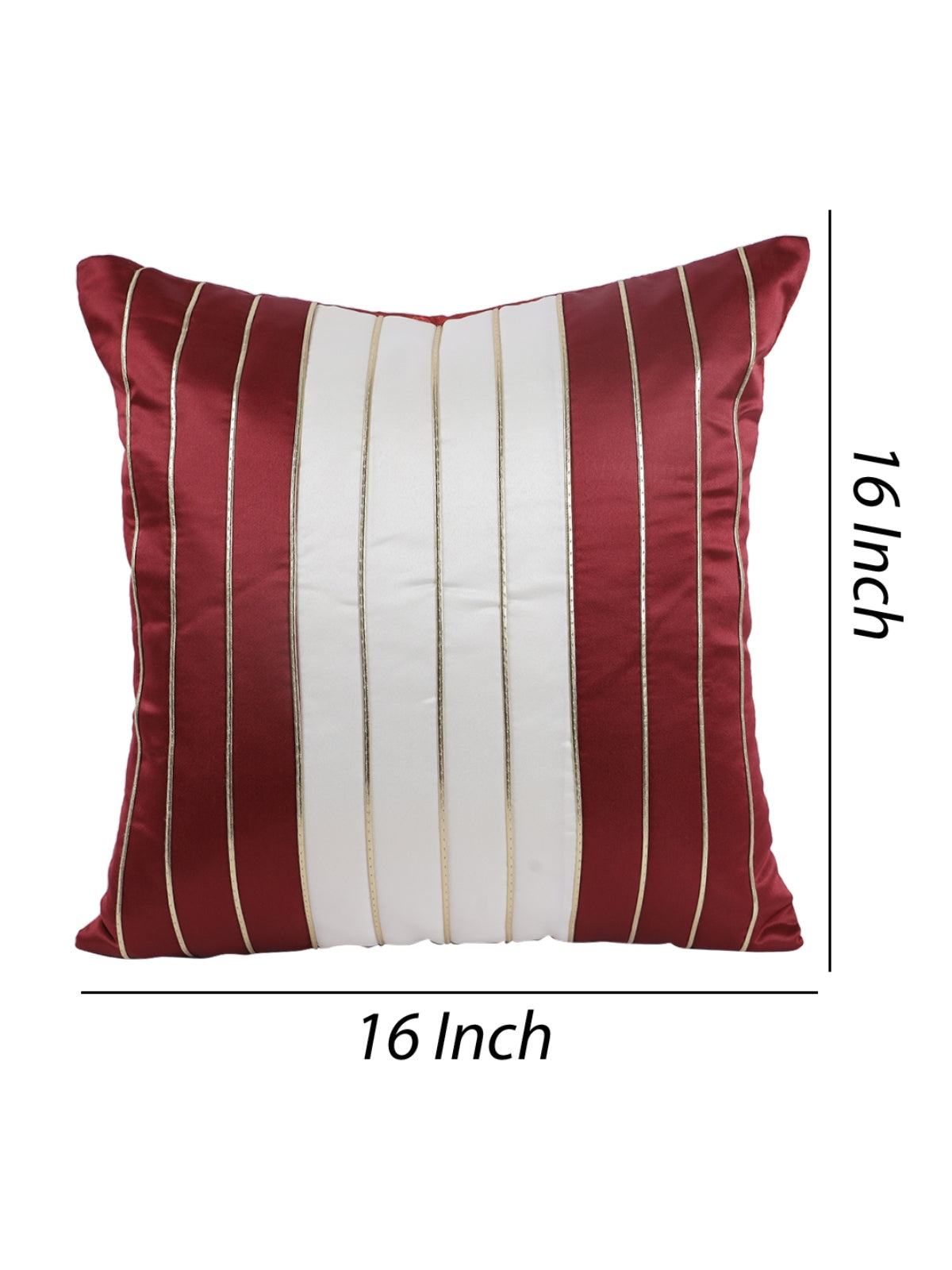 Maroon & Cream Set of 5 Polyester 16 Inch x 16 Inch Cushion Covers