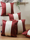 Maroon & Cream Set of 5 Polyester 16 Inch x 16 Inch Cushion Covers