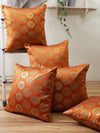 Orange & Gold Set of 5 Polyester 16 Inch x 16 Inch Cushion Covers