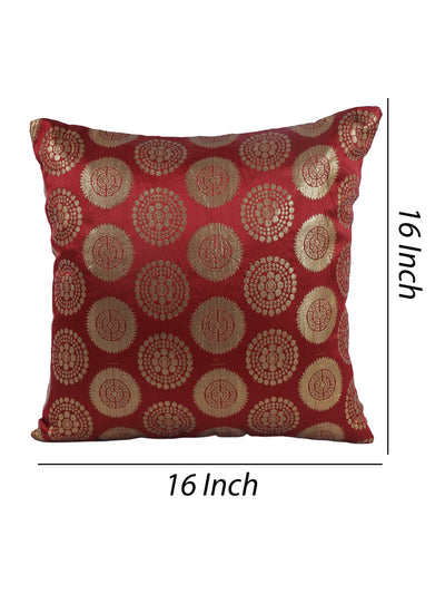 Maroon & Gold Set of 5 Polyester 16 Inch x 16 Inch Cushion Covers