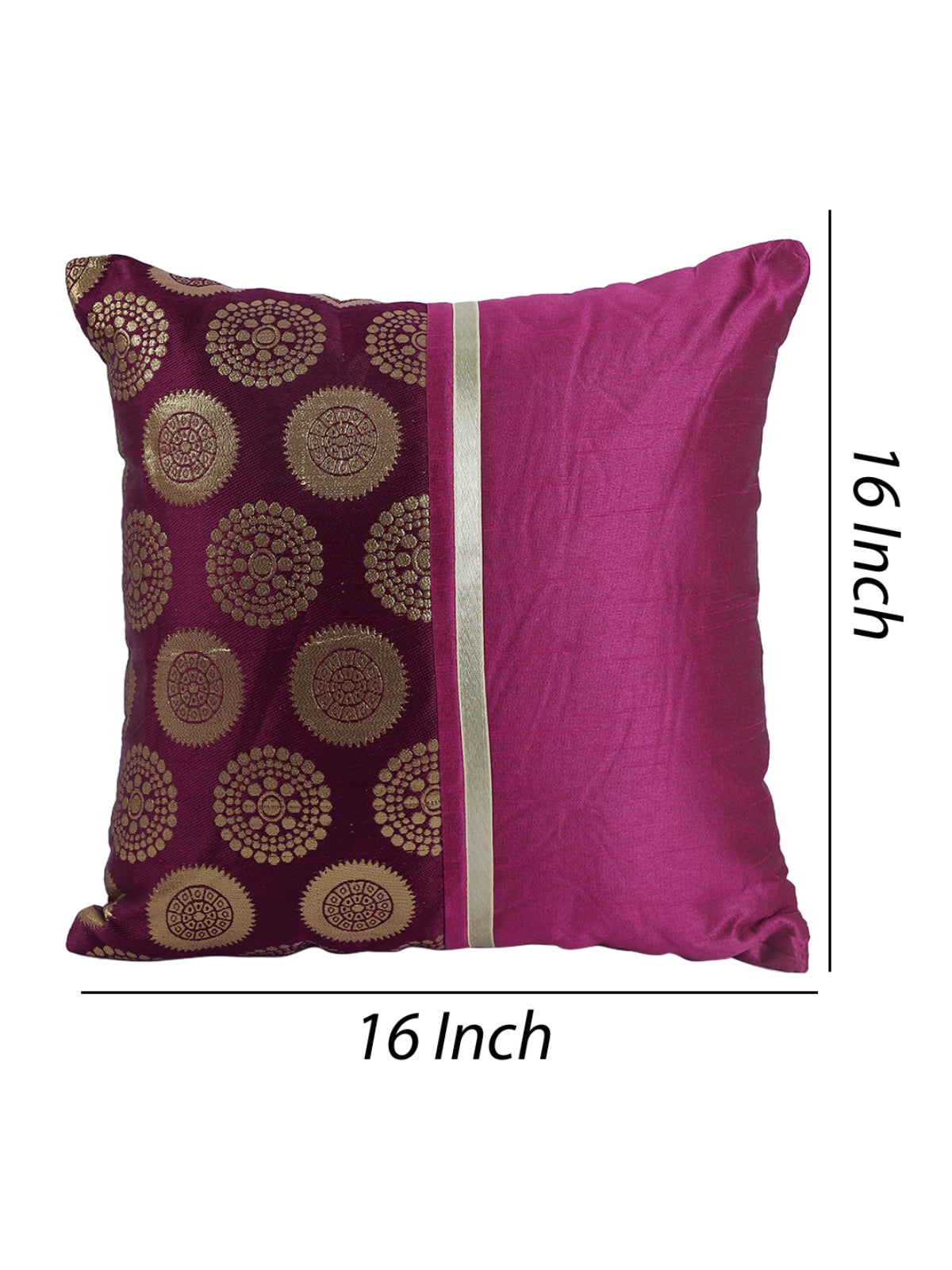 Purple & Gold Set of 5 Polyester 16 Inch x 16 Inch Cushion Covers