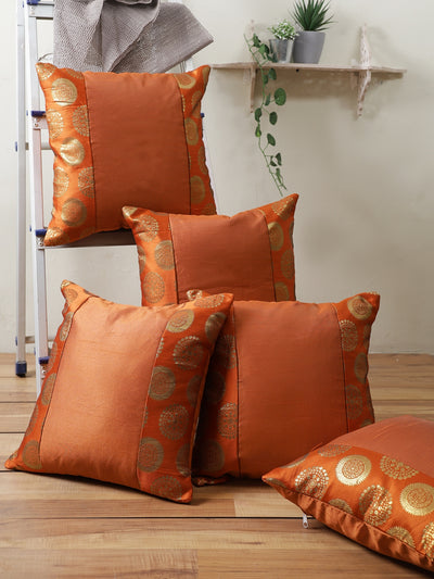 Orange Set of 5 Polyester 16 Inch x 16 Inch Cushion Covers