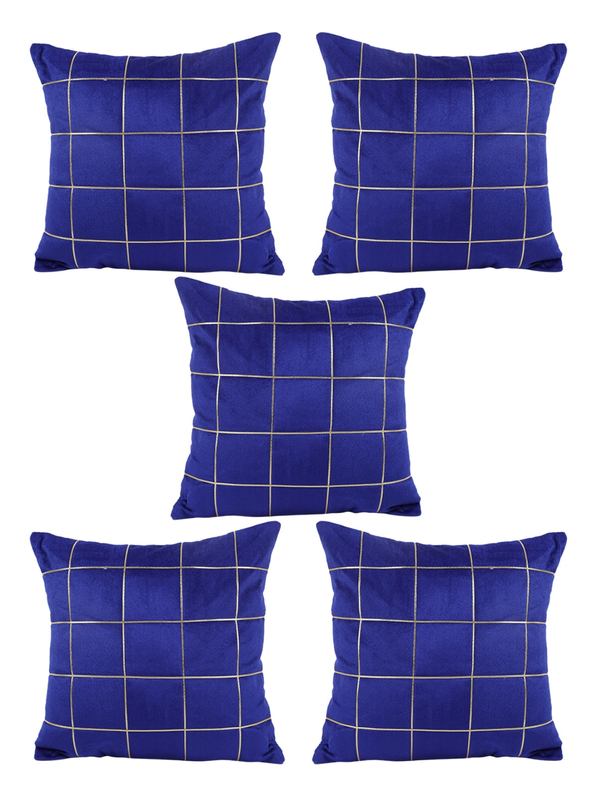 Royal Blue Set of 5 Polyester 16 Inch x 16 Inch Cushion Covers