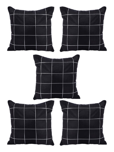 Black Set of 5 Polyester 16 Inch x 16 Inch Cushion Covers