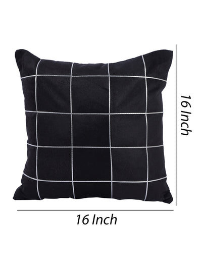 Black Set of 5 Polyester 16 Inch x 16 Inch Cushion Covers