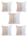 Beige & White Set of 5 Polyester 16 Inch x 16 Inch Cushion Covers