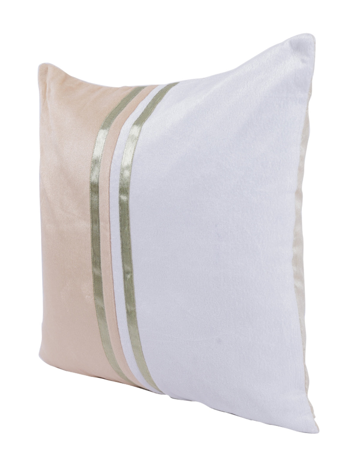 Beige & White Set of 5 Polyester 16 Inch x 16 Inch Cushion Covers