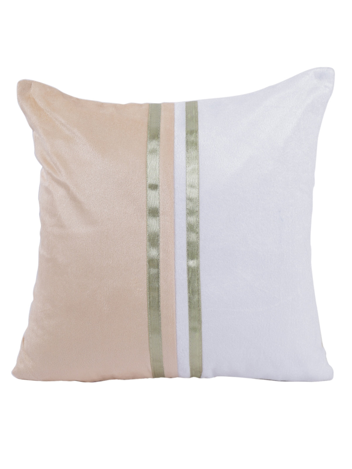Beige & White Set of 5 Polyester 16 Inch x 16 Inch Cushion Covers