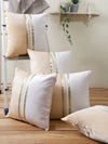 Beige & White Set of 5 Polyester 16 Inch x 16 Inch Cushion Covers