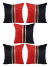 Black & Red Set of 5 Polyester 16 Inch x 16 Inch Cushion Covers