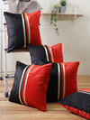 Black & Red Set of 5 Polyester 16 Inch x 16 Inch Cushion Covers