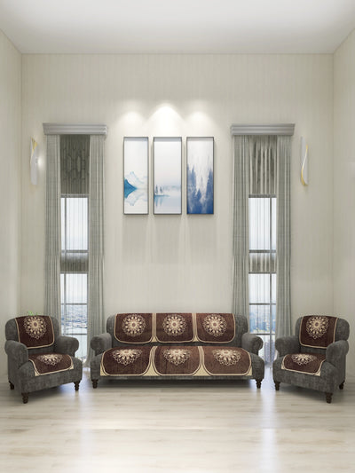 Romee 6-pieces brown mandala patterned 5-seater sofa covers sofacpl58