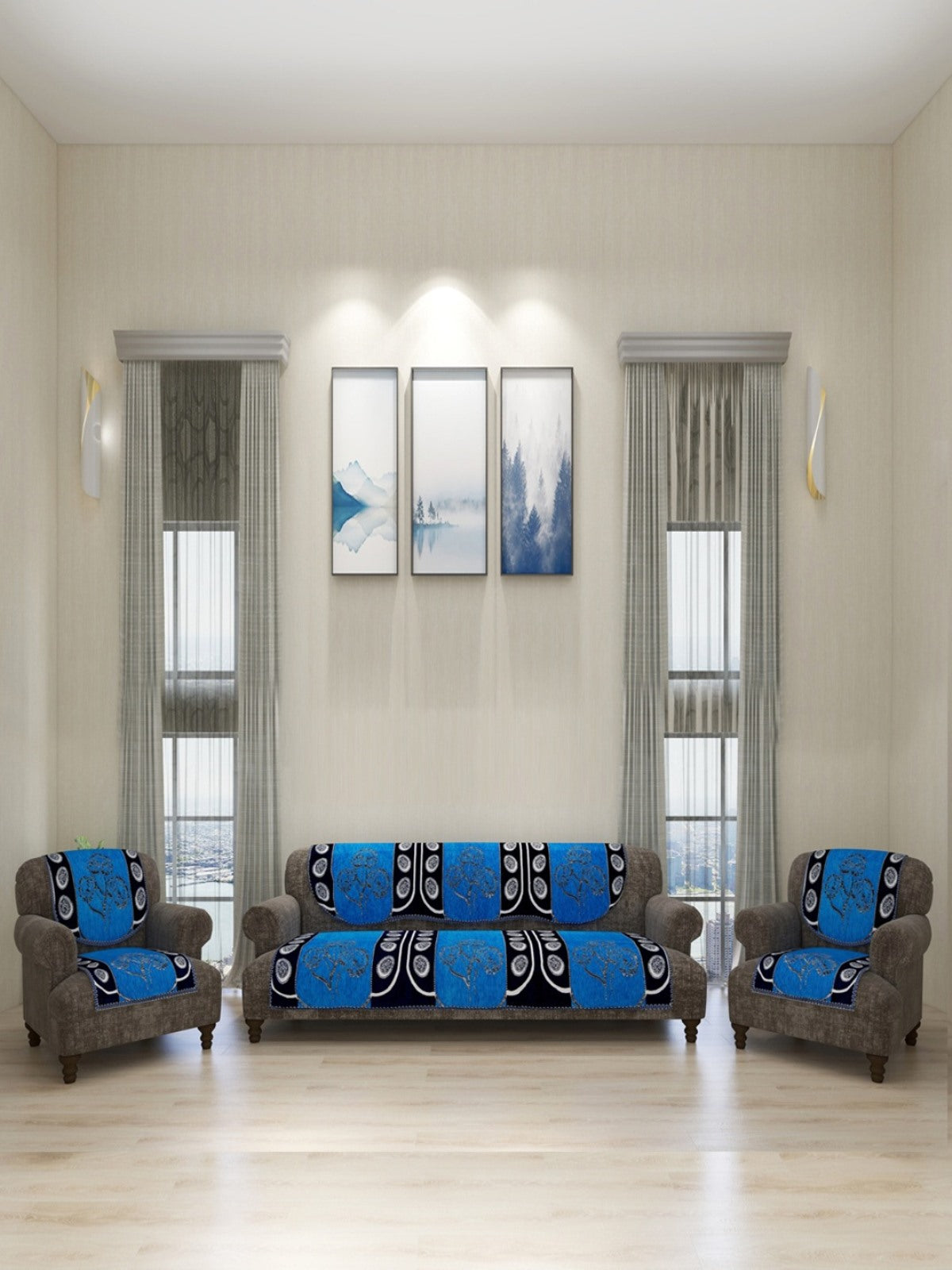 Aqua Blue Set of 6 Sofa Covers