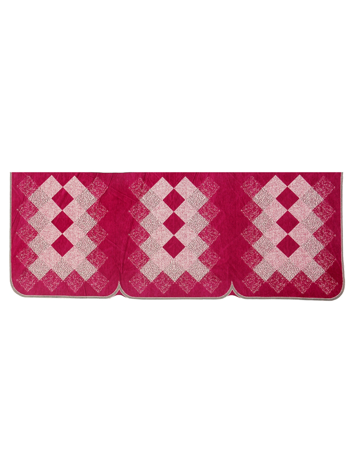 Pink Checks Patterned 5 Seater Sofa Cover Set with Arms Cover