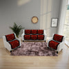 6-Pieces Red Woven Design 5-Seater Sofa Covers