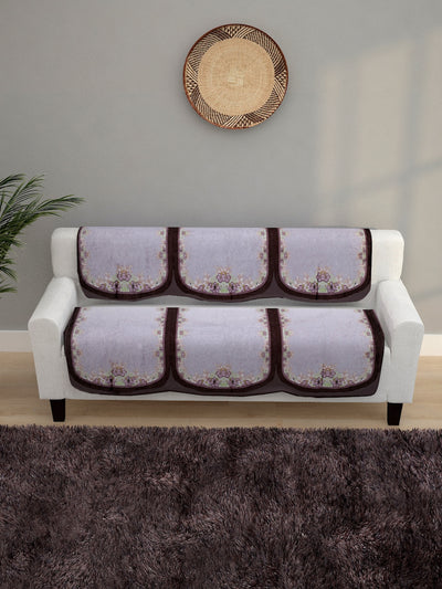 6-Pieces Off White Woven Design 5-Seater Sofa Covers