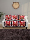 6-Pieces Maroon Woven Design 5-Seater Sofa Covers