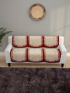 6-Pieces Beige & Maroon Woven Design 5-Seater Sofa Covers