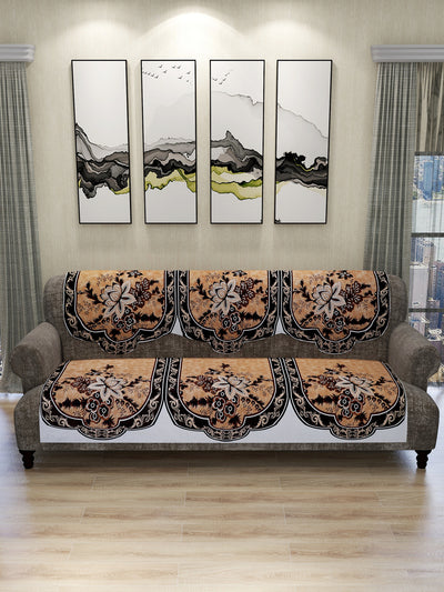Bronw & Beige Set of 6 Sofa Covers