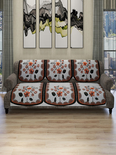 Silver & Peach Set of 6 Sofa Covers
