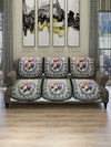 Silver Floral Patterned 5 Seater Sofa Cover Set