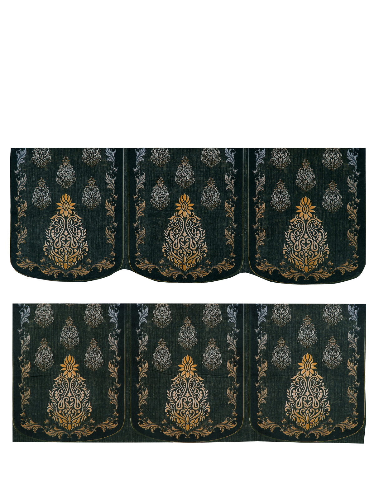 Green & Gold Damask Patterned 5 Seater Sofa Cover Set
