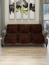 Brown Floral Patterned 5 Seater Sofa Cover Set