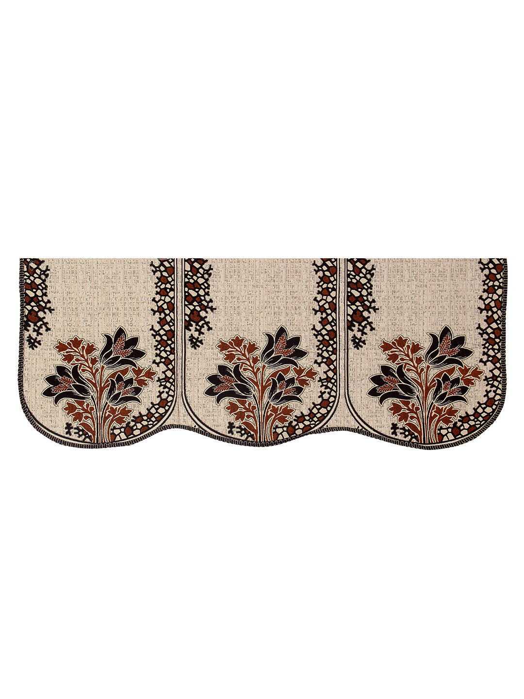 Floral Design 5 Seater Sofa Cover Set , (6 Pieces) - Cream