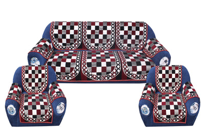 Checkered 6 Piece Polyester Sofa Cover Set